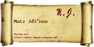 Matz János névjegykártya